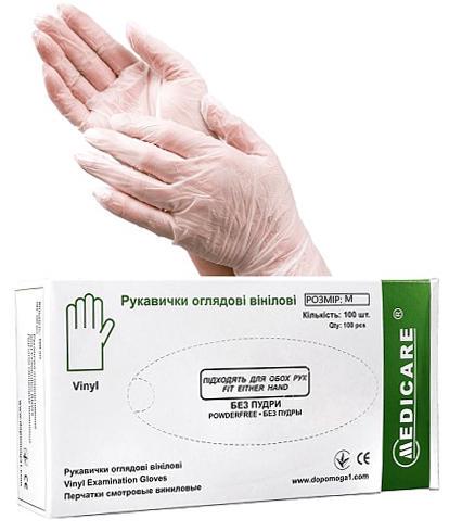 Рукавички Medicare вінілові неопудрені 100 шт. M Прозорий - фото 2
