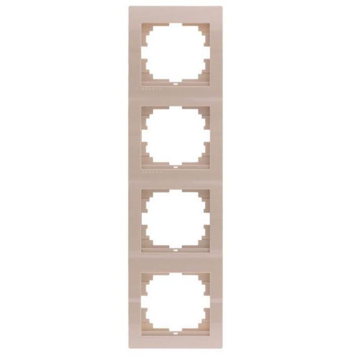 Рамка четырехместная вертикальная Lezard Deriy без вставки Кремовой (00000012299)