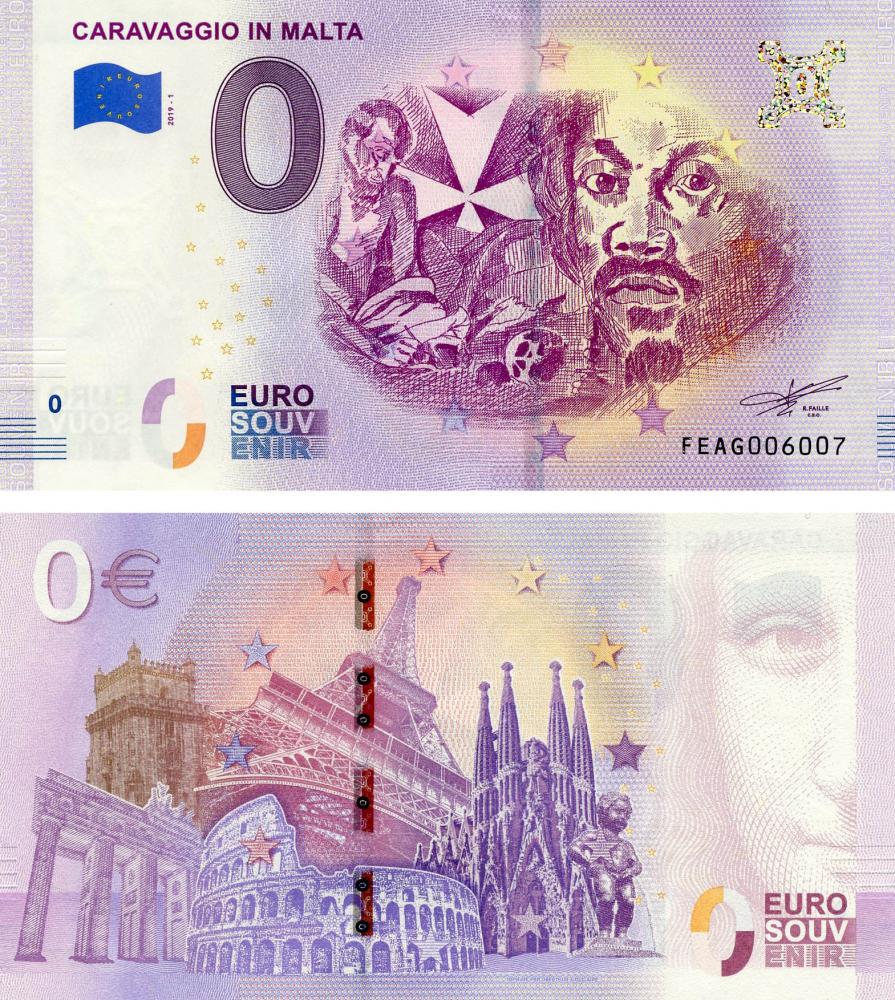 Коллекционная банкнота Мальта 0 ЕВРО 2019 Караваджо на Мальте  UNC (Б13649)