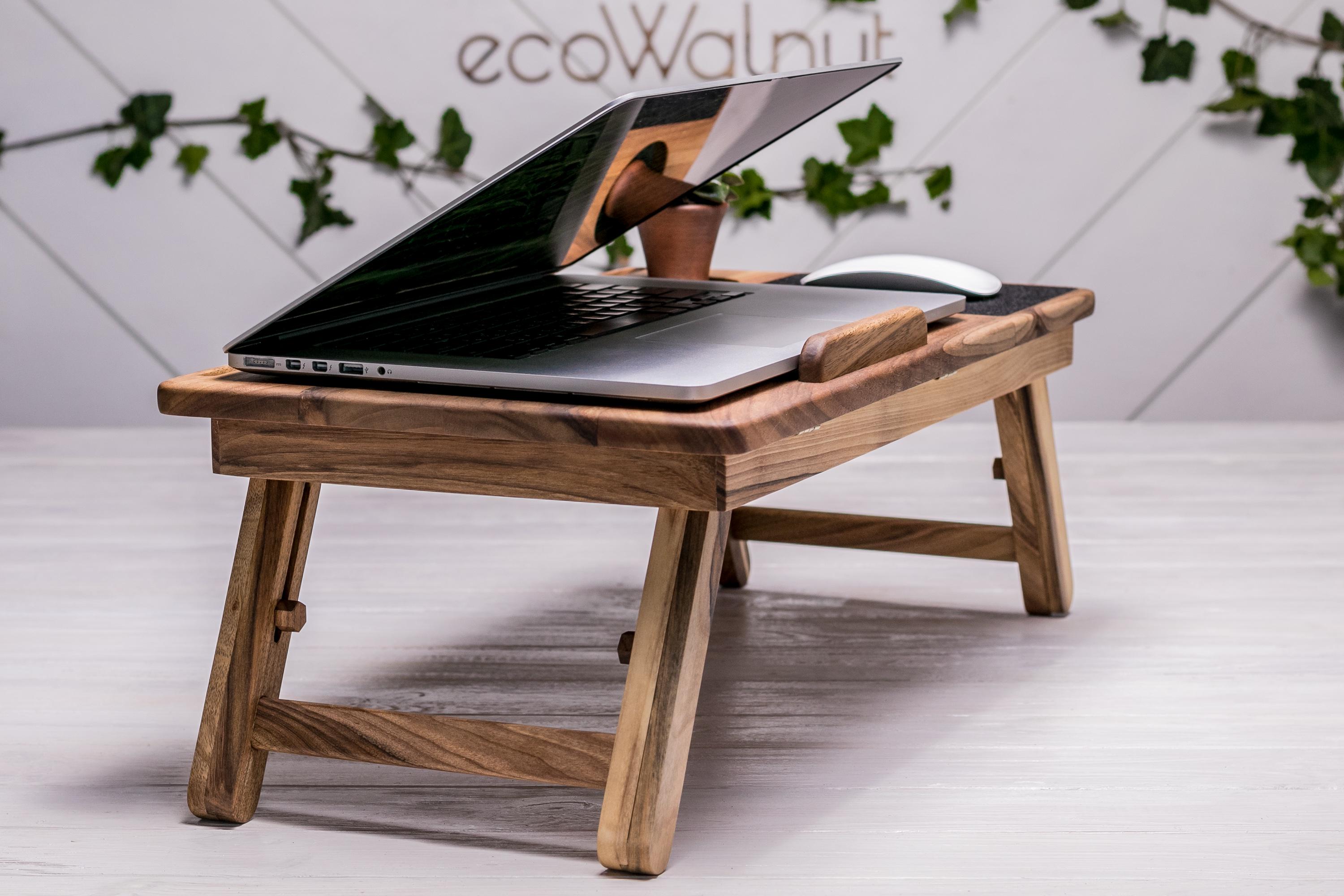 Столик-холдер EcoWalnut Laptop iDesk з гравіюванням (EW-19) - фото 11