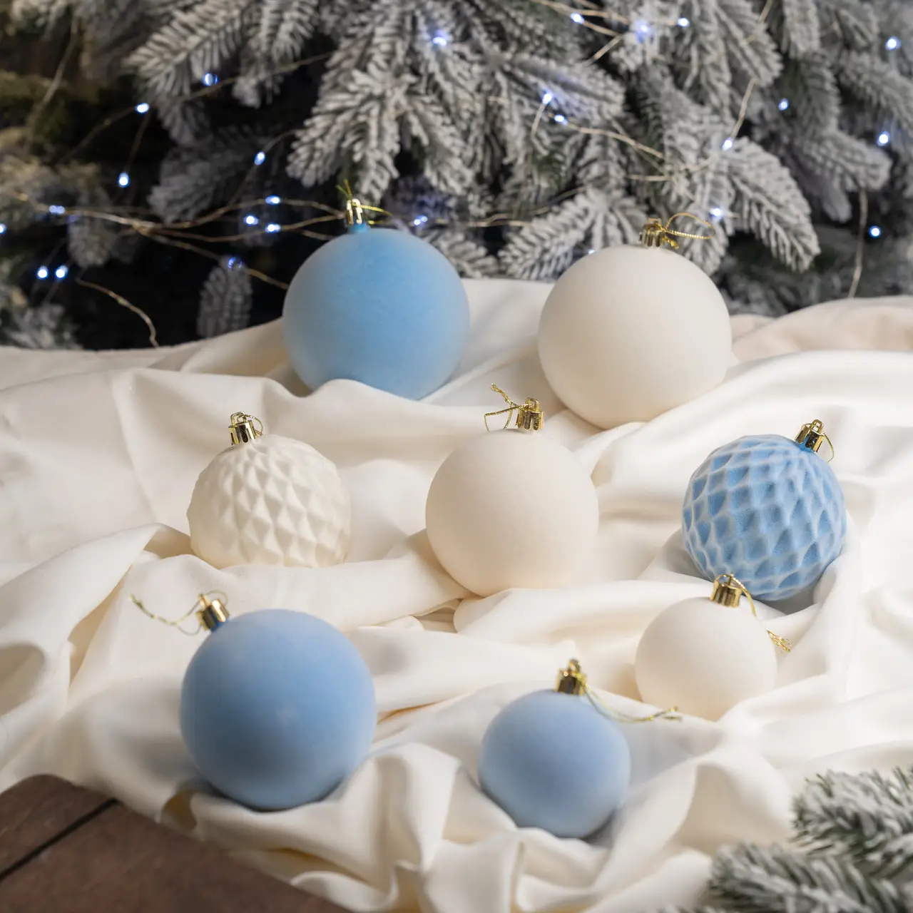 Набір куль новорічних Оксамит 40 шт. Блакитний (Бархат блак.) - фото 3