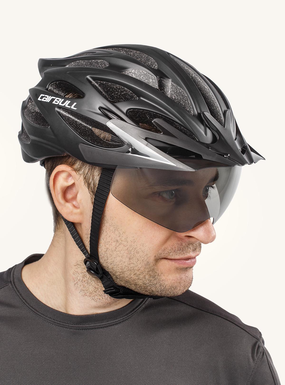 Шолом велосипедний чоловічий Cairbull 7764 з візором і габаритним ліхтарем M Чорний (73967)