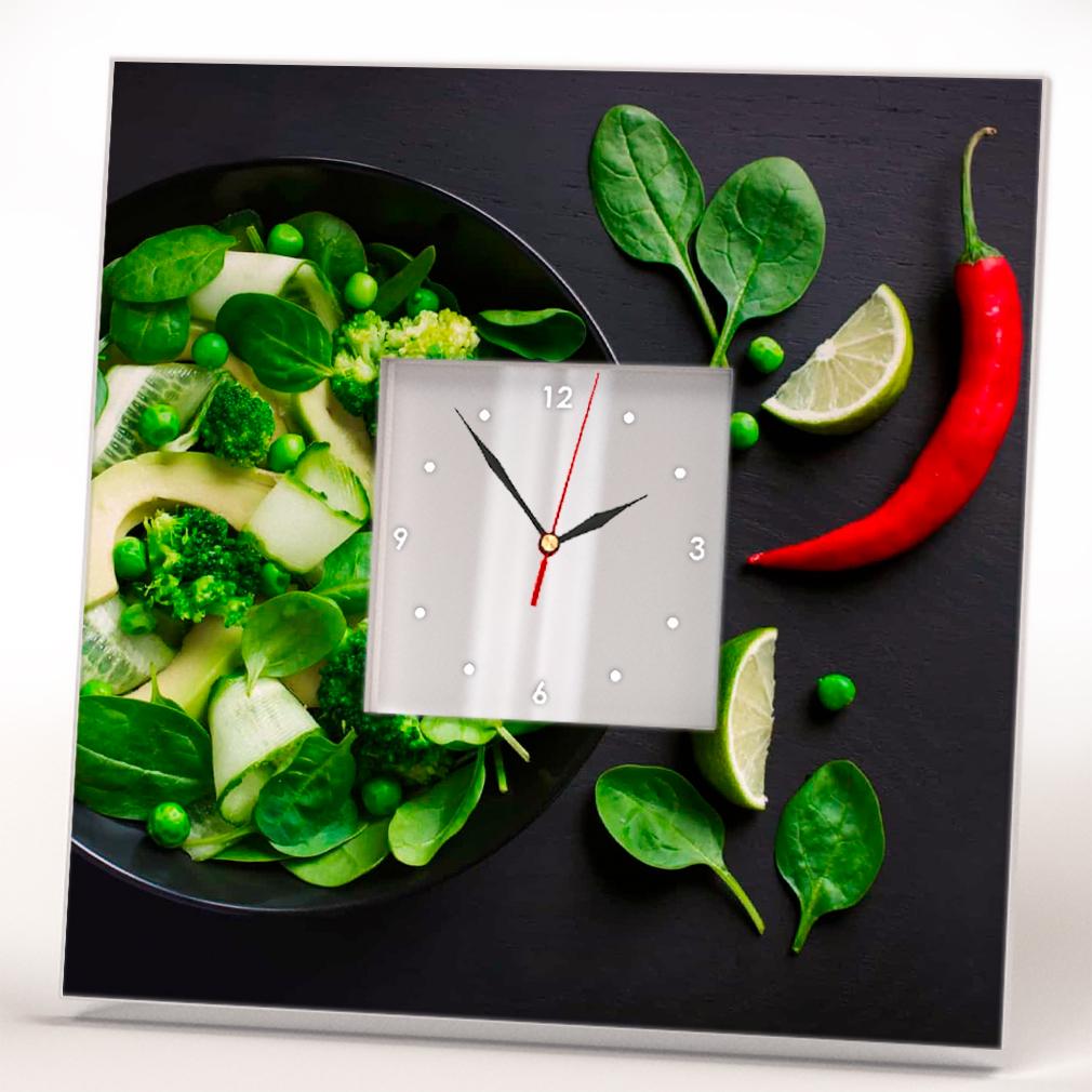 Часы Салат из зеленых овощей и зелени 260x260 мм (C04193)