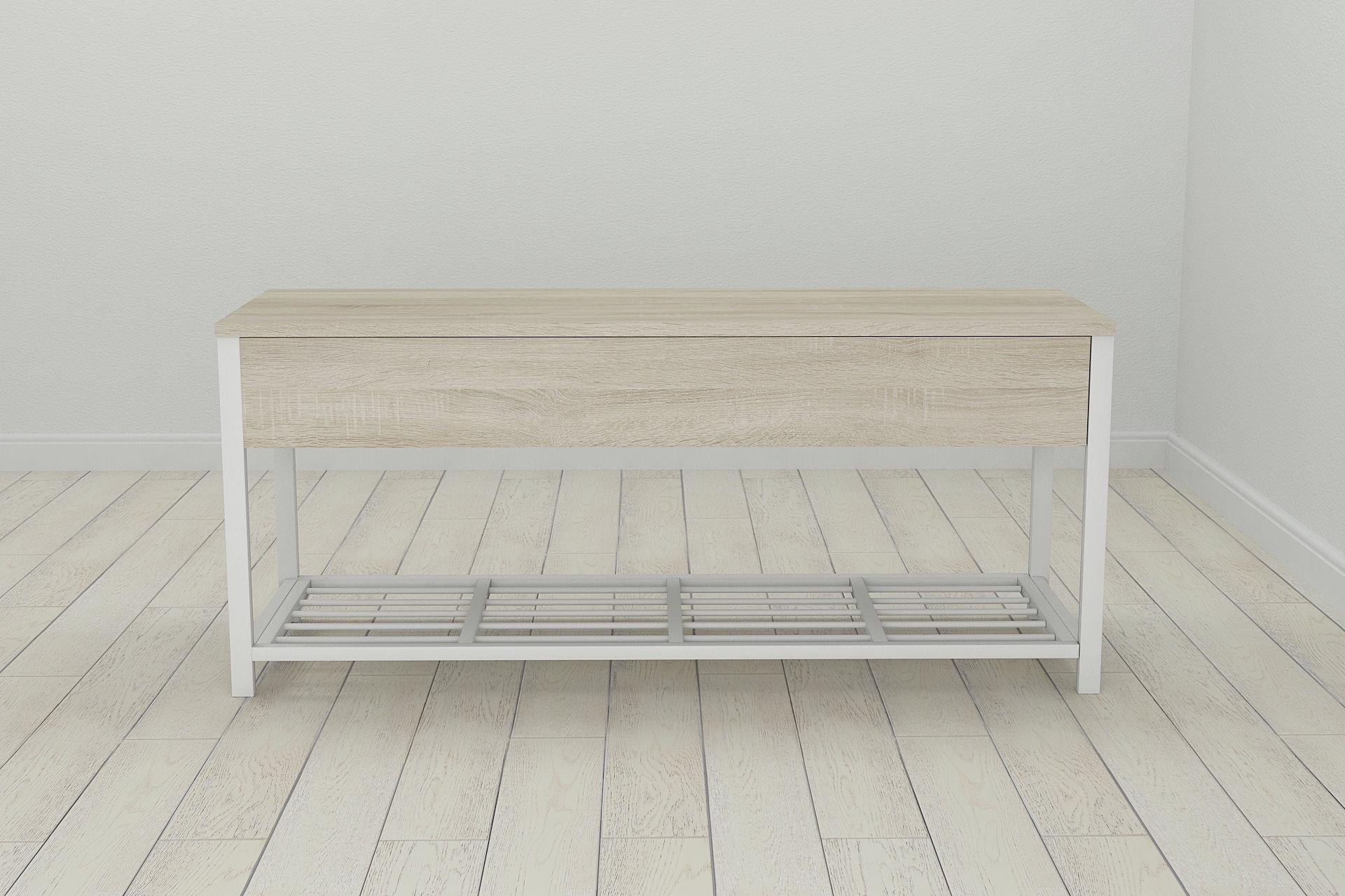 Банкетка с ящиком Ferrum-decor Дрейк 1 металл/ДСП 16 мм 550x1000x400 мм Белый/Сонома (FRD-103055)