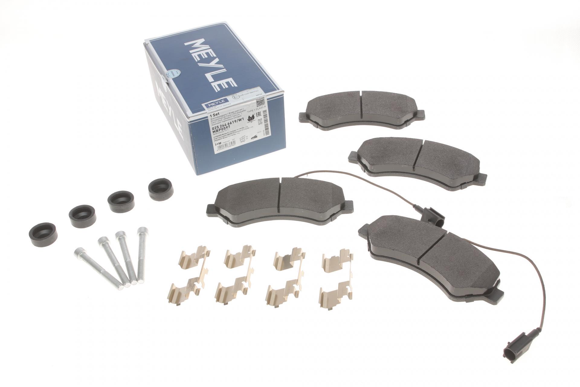Тормозные колодки передние Meyle для Citroen Jumper/Fiat Ducato/Peugeot Boxer 2.0-3.0HDi 06-R16 с датчиком (025 244 6619/W1)