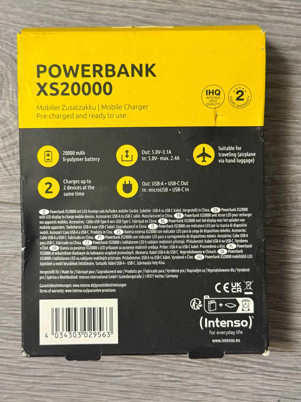 Повербанк Intenso XS20000 20000мАч 2x USB-A 1x USB-C для смартфона Черный - фото 3 Повербанк Intenso XS20000 20000мАч 2x USB-A 1x USB-C для смартфона Черный - фото 3