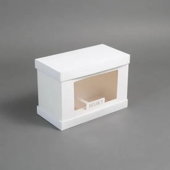 Коробка для тортов с надписью "Вітаю" с поддончиком для цветов Белый (13280)