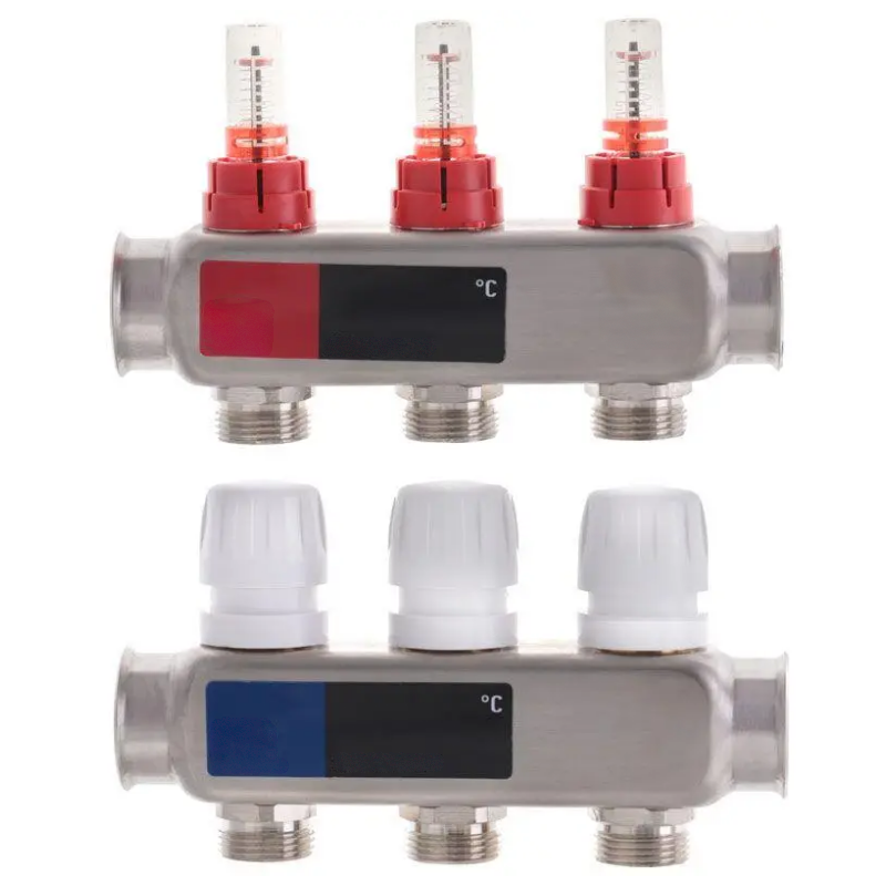 Коллектор Standard на 3 выхода в сборе для теплого пола 1"-3/4"