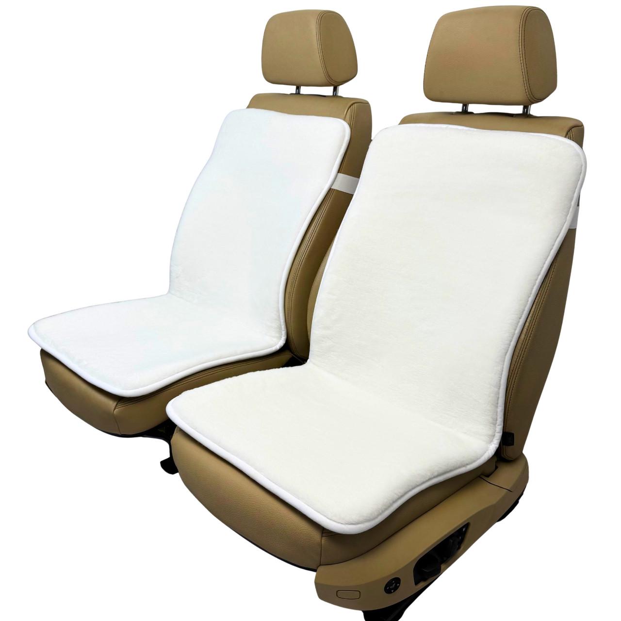 Чехлы-накидки меховые универсальные на передние сиденья авто из овчины Черный Белый (320-2-N)