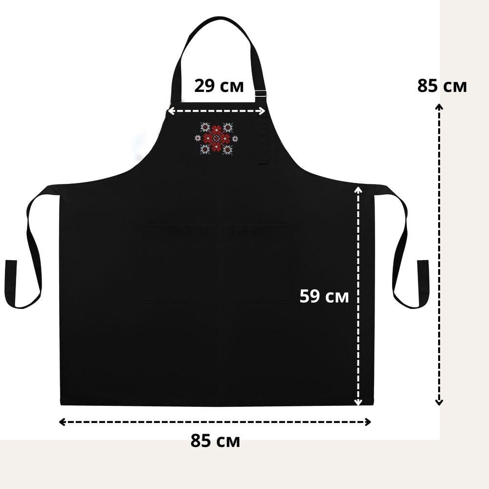 Фартук с этно вышивкой и карманом водоотталкивающий Черный (25646) - фото 3 Фартук с этно вышивкой и карманом водоотталкивающий Черный (25646) - фото 3