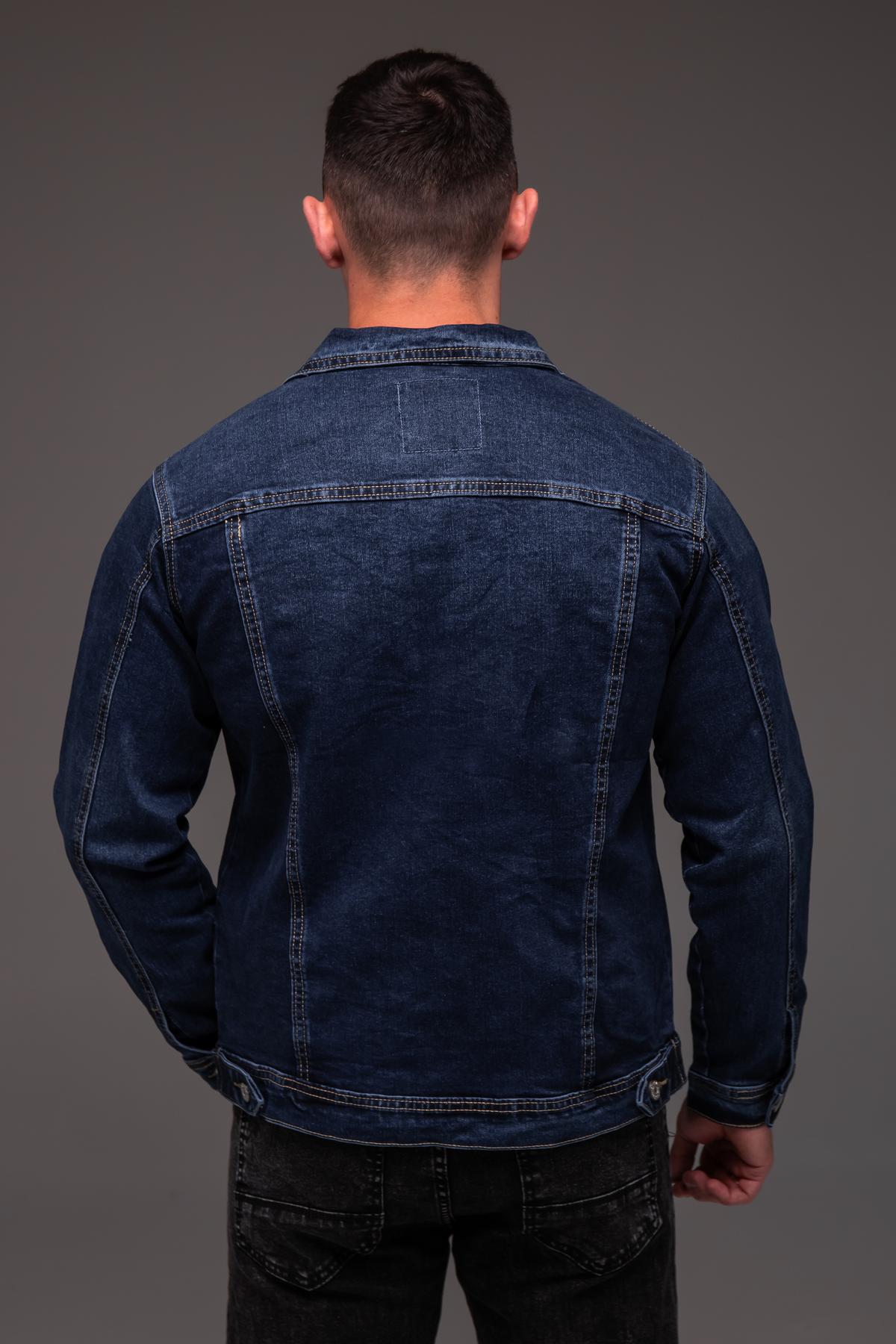 Куртка джинсовая мужская весенне-осенняя 5XL Синий (2405/1/6) - фото 5