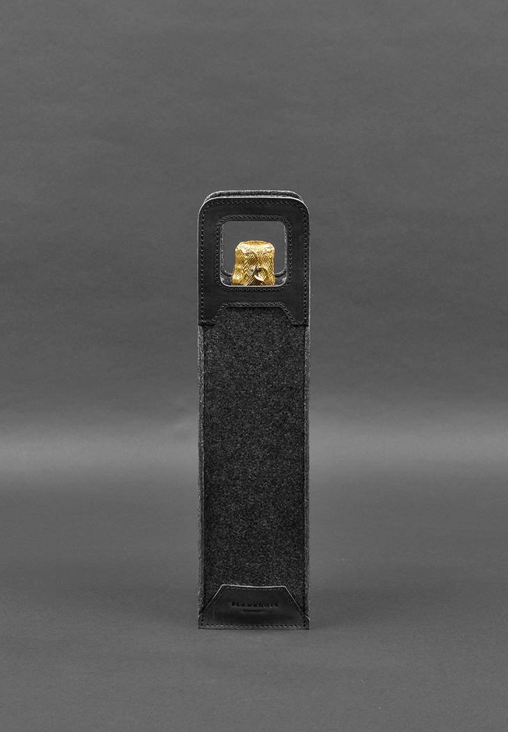 Чохол для вина 1.0 із фетру зі шкіряними вставками Crazy Horse Чорний (A-027930) - фото 3