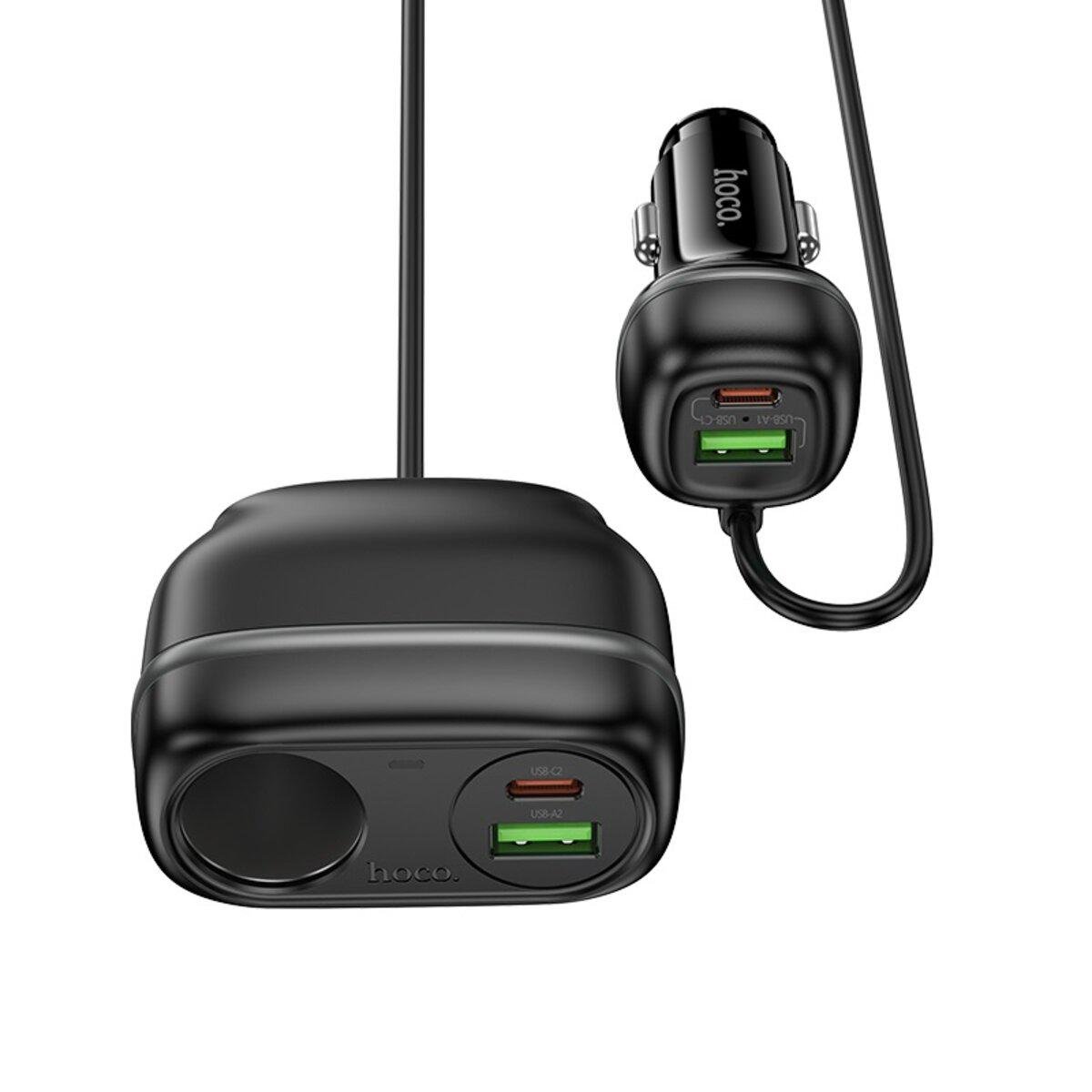 Автозарядка Hoco Z59A Rank 96Вт прикуриватель/USB поддержка быстрой зарядки Черный (620084)