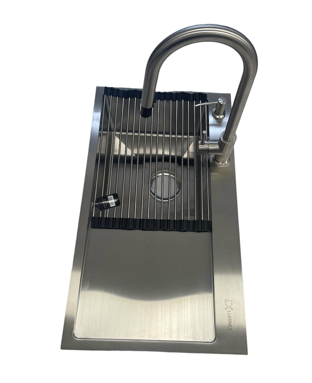 Мойка Luminex 7844 см левая и смеситель для кухни с выдвижным изливом Kroner-ESG03915