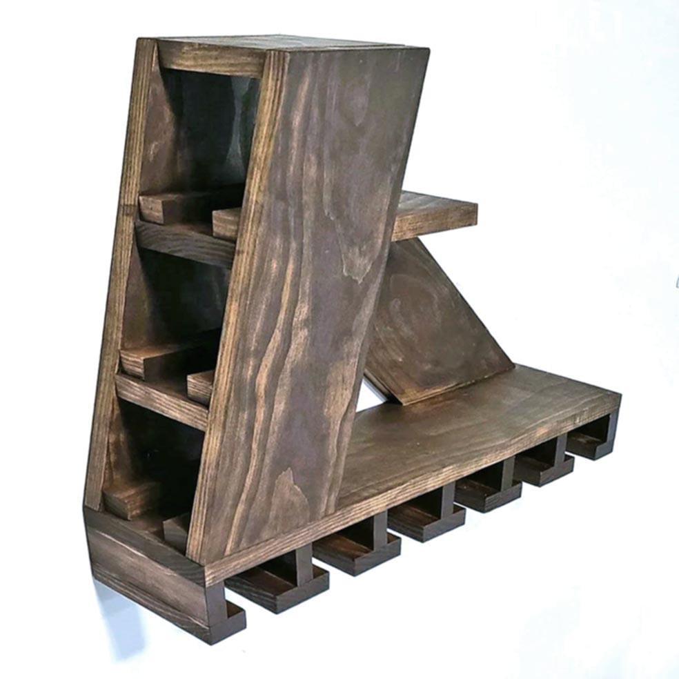 Полка для вина настенная из дерева Имабари Сепия (ПНК-006708)