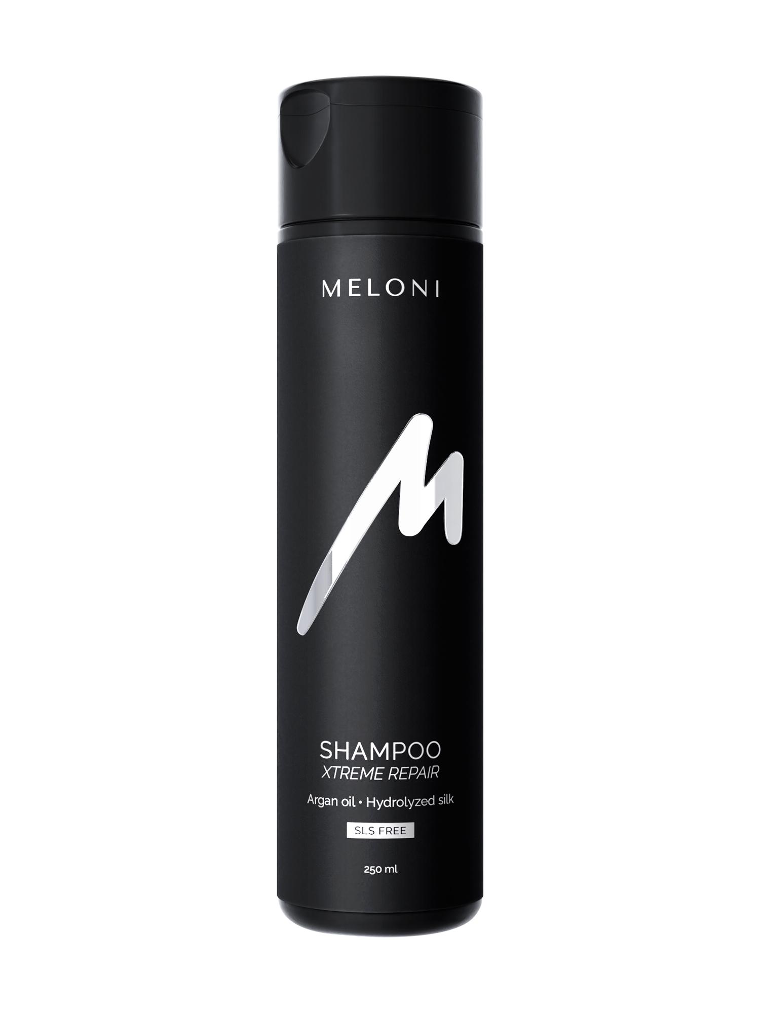 Шампунь MELONI Хtreme Repair з гідролізатом шовку та аргановим маслом, що відновлює безсульфатний 250 мл (MLN049)