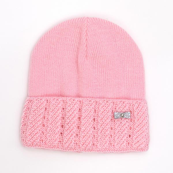 Шапка дитяча для дівчаток Ажур DV313 бавовна 44-48 см Рожевий
