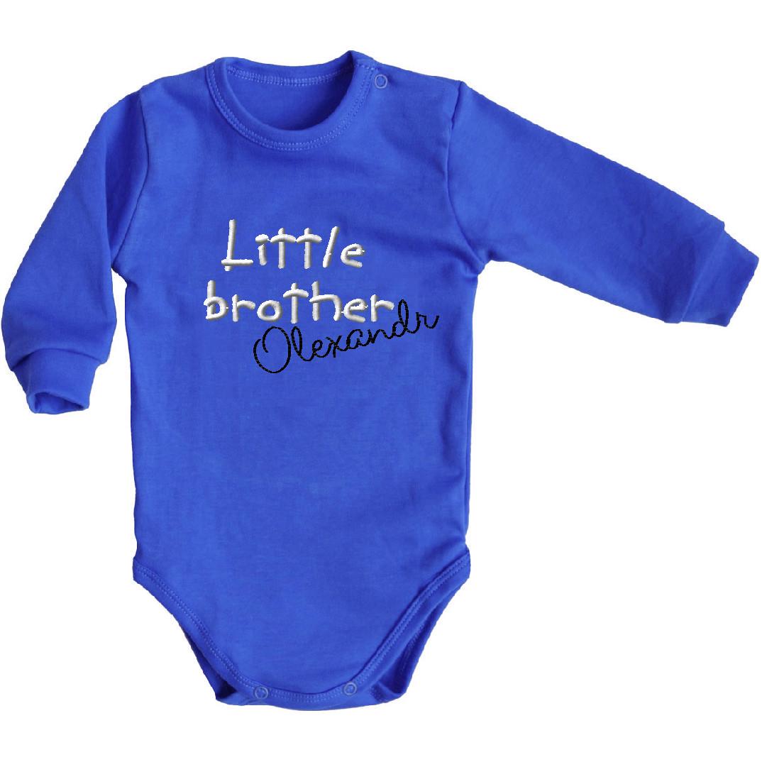 Боді іменне для хлопчика з довгим рукавом Little brother 62 см 0-3 міс Синій (2679645810) Боді іменне для хлопчика з довгим рукавом Little brother 62 см 0-3 міс Синій (2679645810)