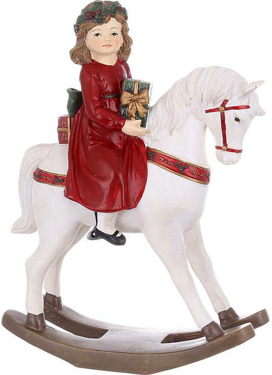 Фігурка декоративна Дівчинка на Конячці-гойдалці 25см, в стилі Ретро