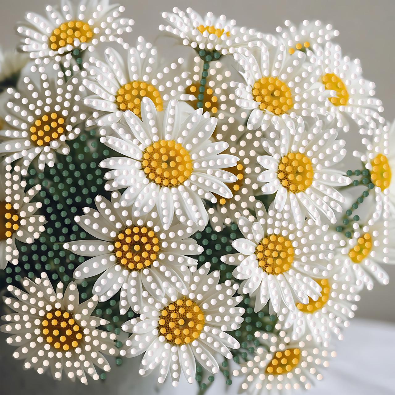 Алмазная мозаика Strateg Летние ромашки на бумажной основе 18х18 см (ZAV1818-6)