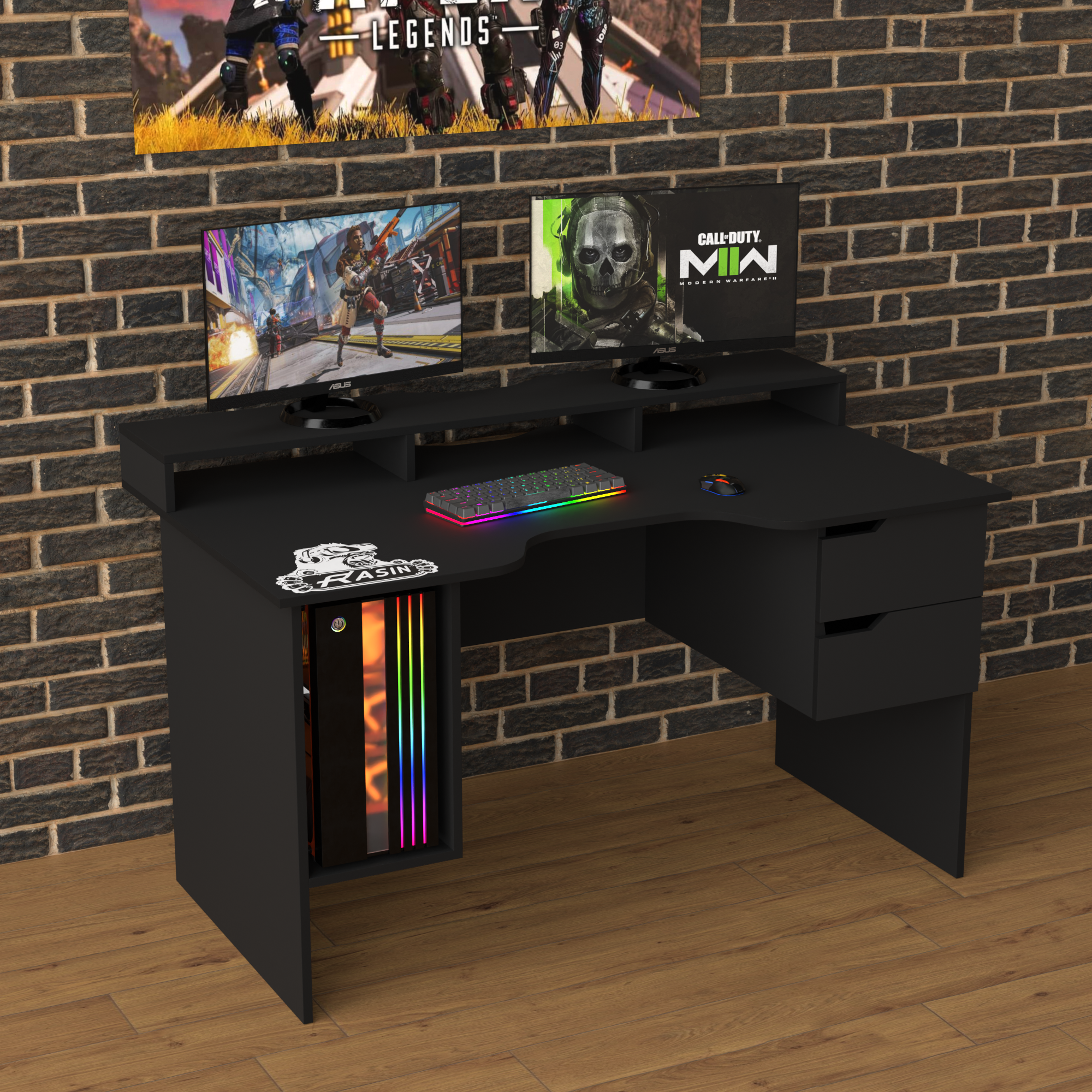 Стол геймерский Zeus Rasin RS-10 ЛДСП Черный (RS-10)