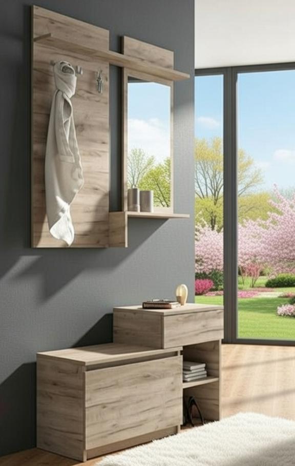 Передпокій Мастер Форм Брайт ДСП правосторонній 900х376х2000 мм Дуб крафт сірий (20766)