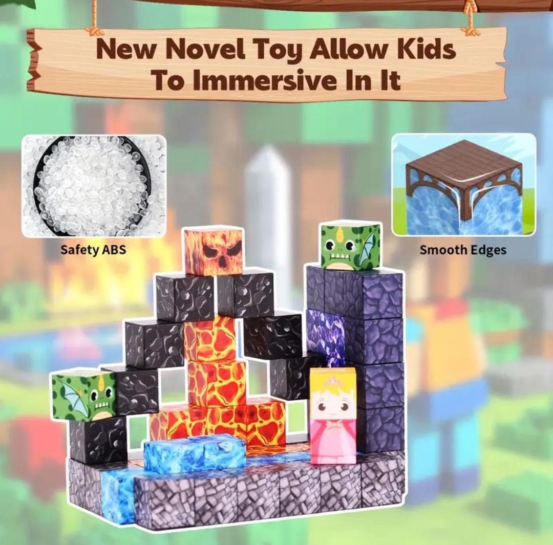 Конструктор магнитный Майнкрафт для детей замок 100 кубиков - фото 3 Конструктор магнитный Майнкрафт для детей замок 100 кубиков - фото 3