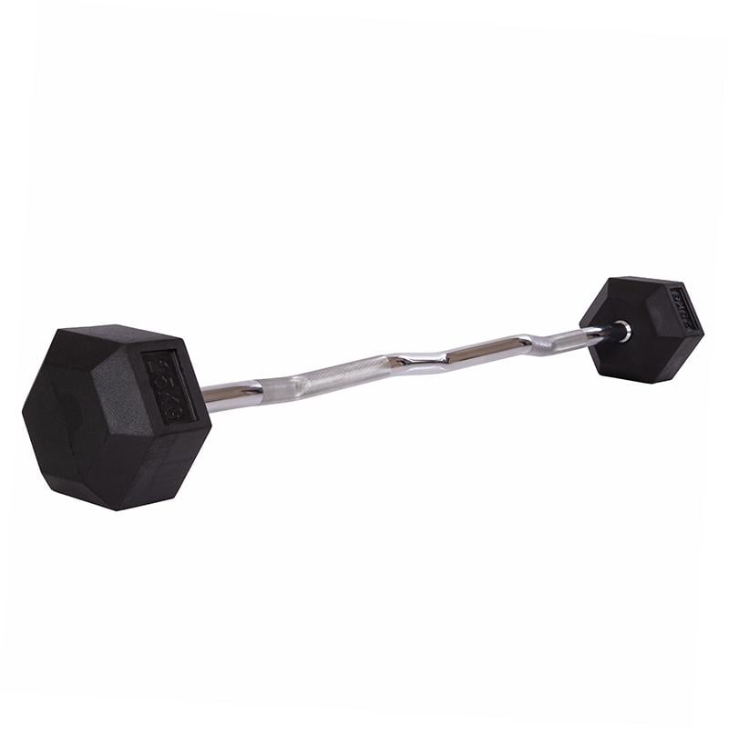 Штанга фиксированная изогнутая обрезиненная Zelart TA-6231 Rubber Hexagon Barbell 25 кг Черный (58363128)