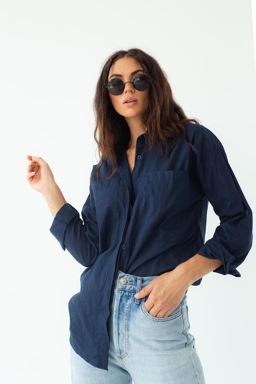 Рубашка хлопковая QU STYLE M Темно-синий (9498783) Рубашка хлопковая QU STYLE M Темно-синий (9498783)