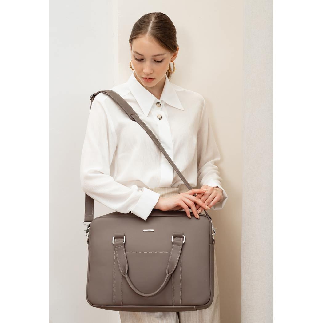 Сумка кожаная для ноутбука и для документов Темно-бежевый (A-027186) - фото 6 Сумка кожаная для ноутбука и для документов Темно-бежевый (A-027186) - фото 6