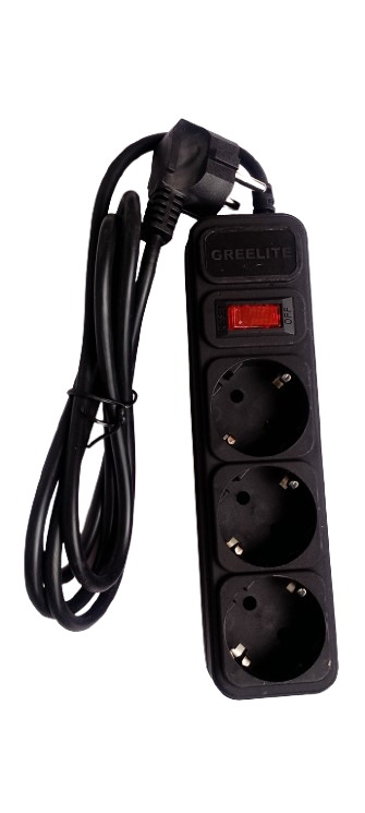 Удлинитель питания 3 гнезда 10А 5 м Черный (3855)