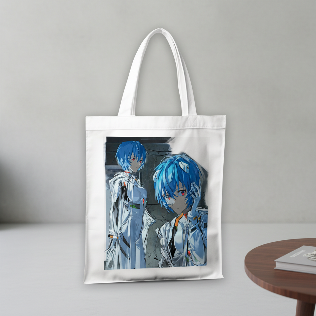 Сумка-шопер Evangelion Аянами Рей из льна Белый (6619)