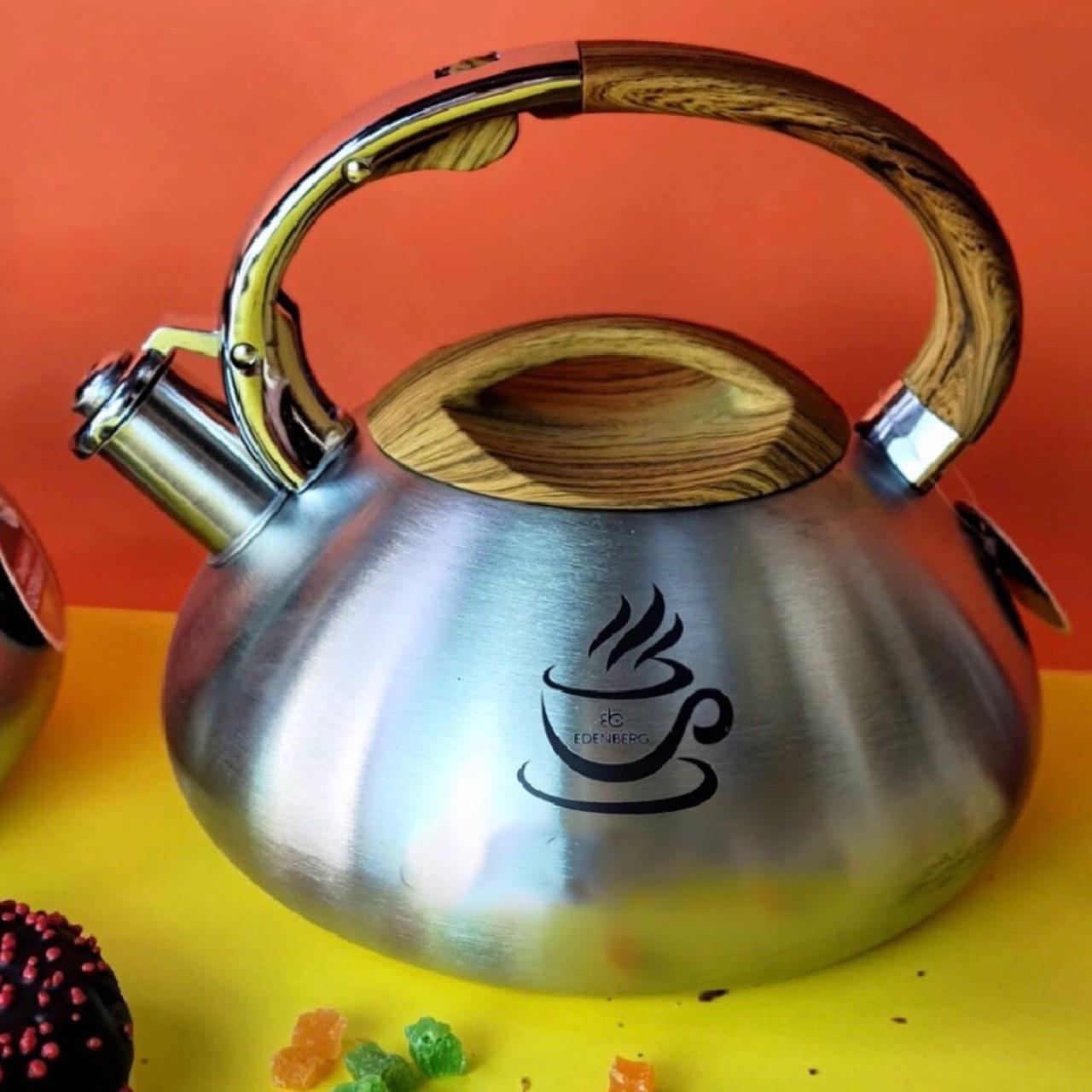 Чайник с свистком для индукционной плиты Edenberg EB-3540 из нержавеющей стали 3 л Коричневый (2530556719) Чайник с свистком для индукционной плиты Edenberg EB-3540 из нержавеющей стали 3 л Коричневый (2530556719)