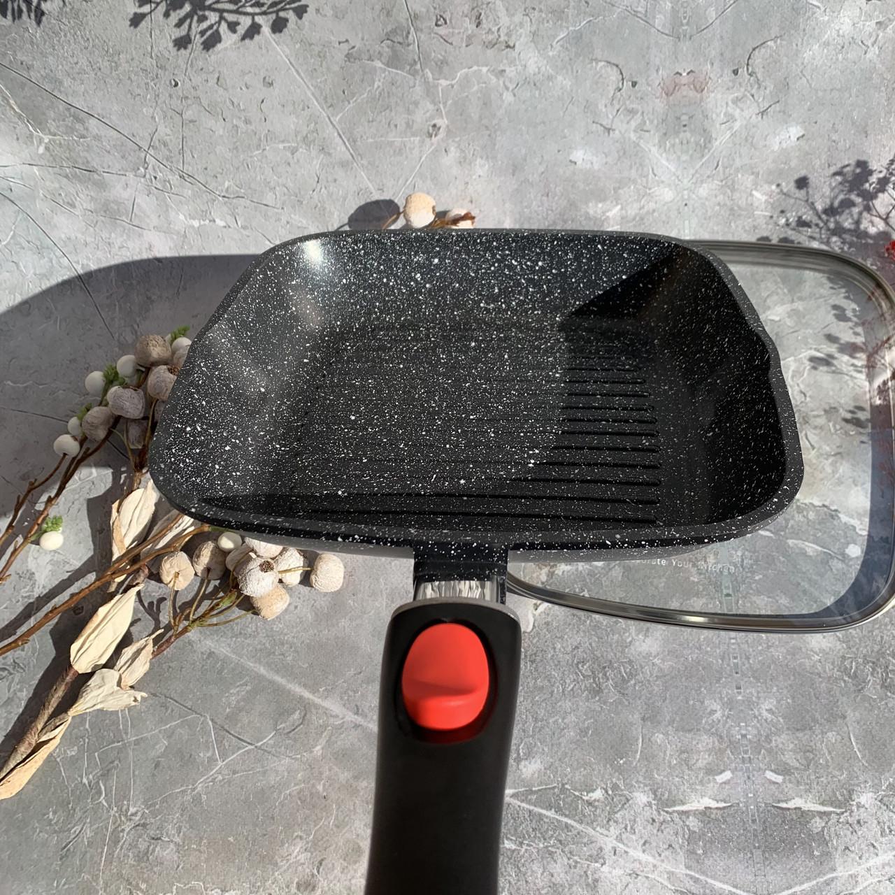 Сковорода-гриль зі знімною ручкою індукційне дно Edenberg EB-8129 мармурове антипригарне покриття 24 см (2530554850) - фото 3