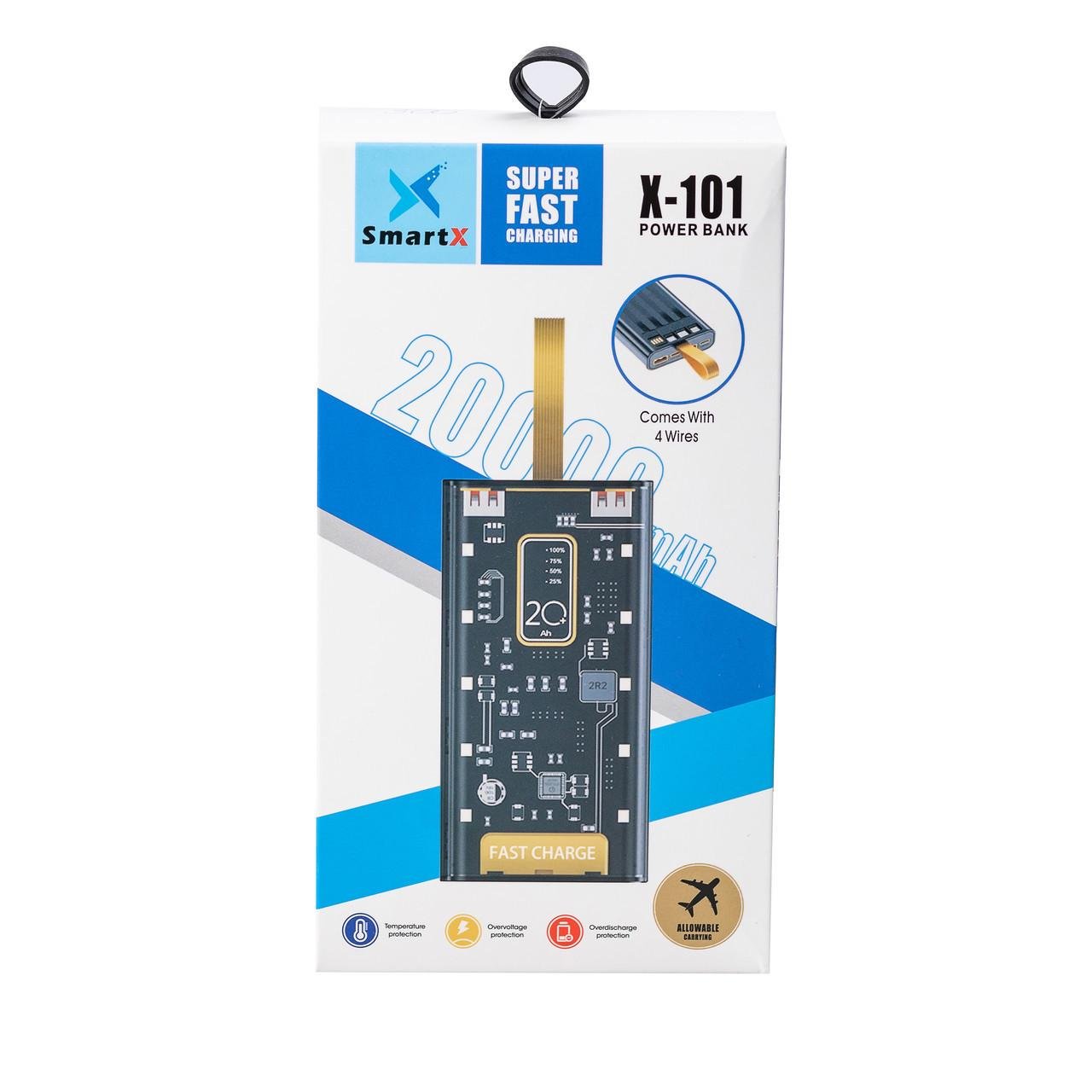 Повербанк SmartX Fast Charge X-101 20000 mAh 4 встроенных кабеля (2739588451) - фото 10