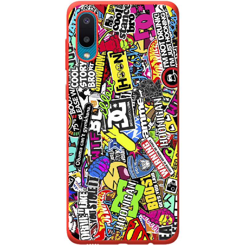 Чехол BoxFace Samsung A022 Galaxy A02 Multicolored Inscriptions Красный силикон (42004-up880-42499) - фото 1