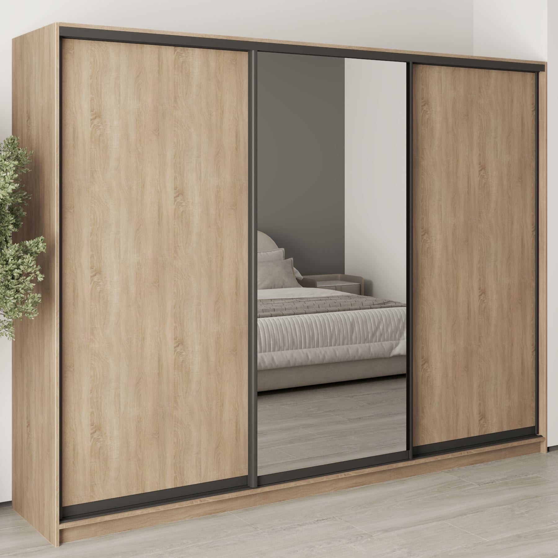 Шкаф-купе трехдверный Mebel Star Комбо BG MBS-9097 270х45х210 см Дуб сонома (1009086)