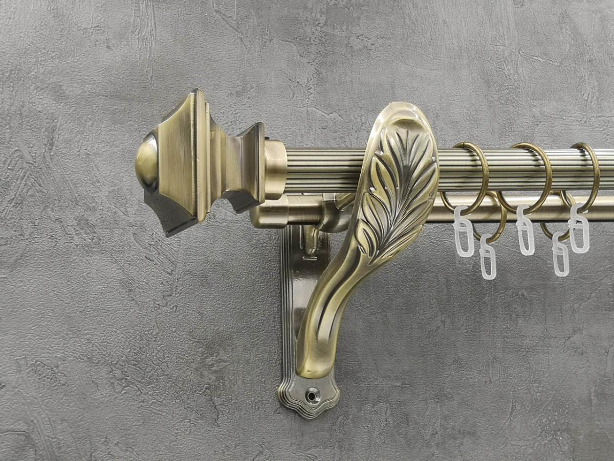 Карниз Quadrum Борджеза рифленая штанга двойной ретро 25/19 мм 200 см Антик (262049171)