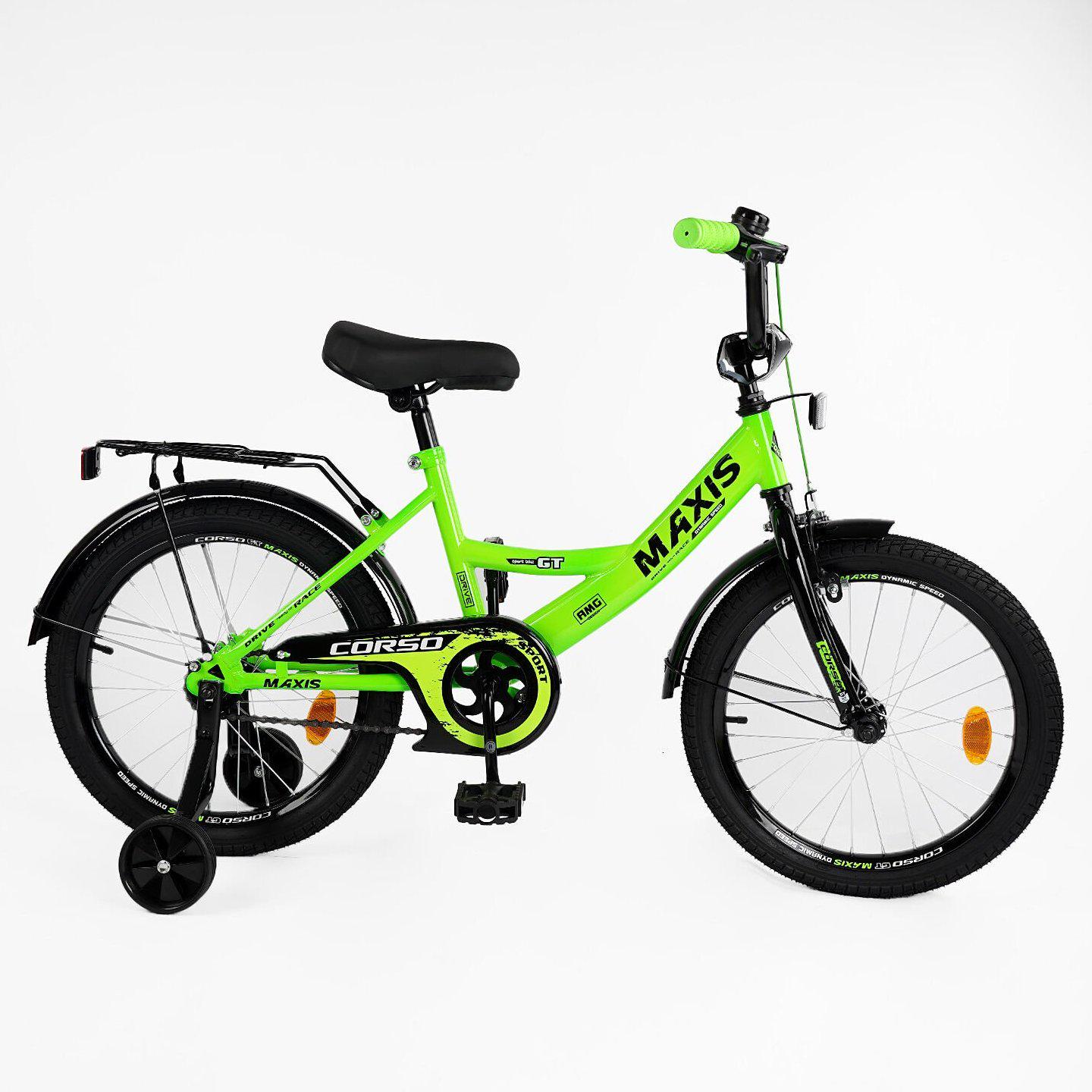 Велосипед двухколесный Corso MAXIS 16" детский c багажником Зеленый - фото 2 Велосипед двухколесный Corso MAXIS 16" детский c багажником Зеленый - фото 2
