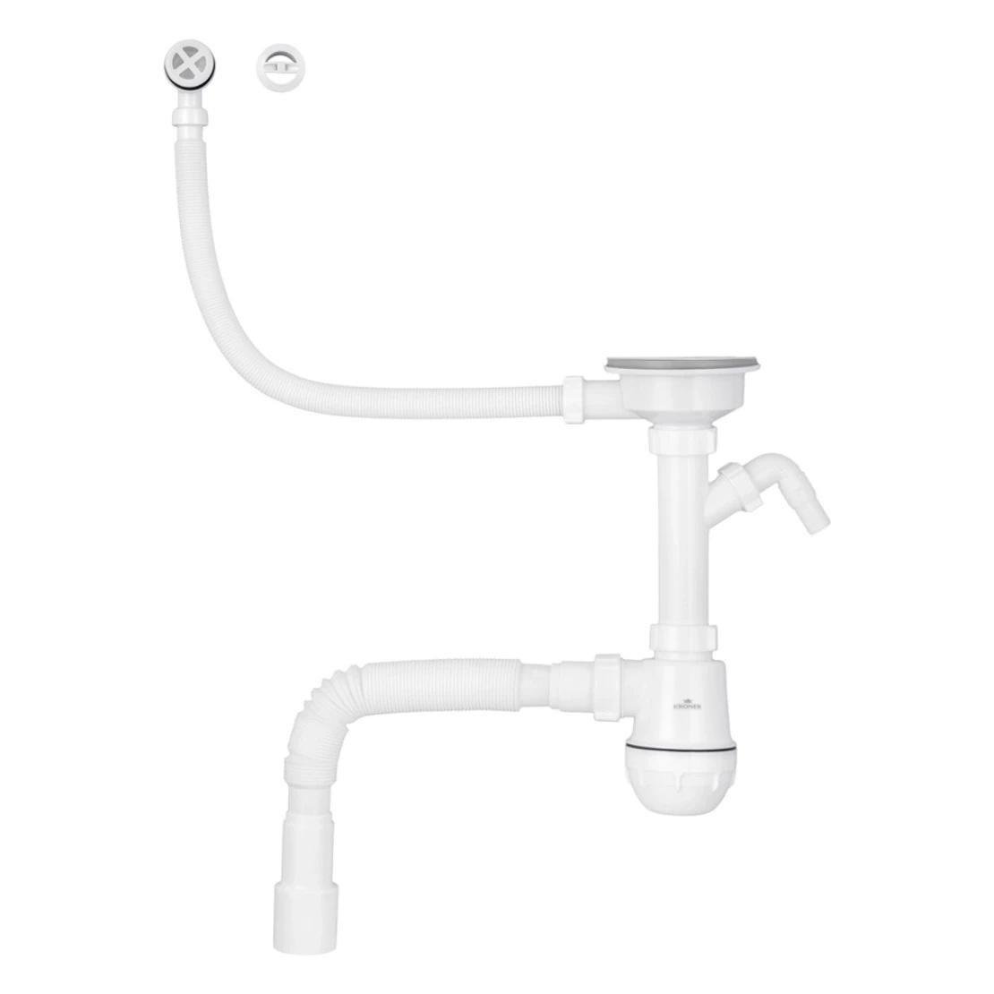 Сифон для кухонной мойки Kroner KRP KS02R-1WHI с отводом для стиральной машины 3 1/2"х40/50 мм (CV034318)
