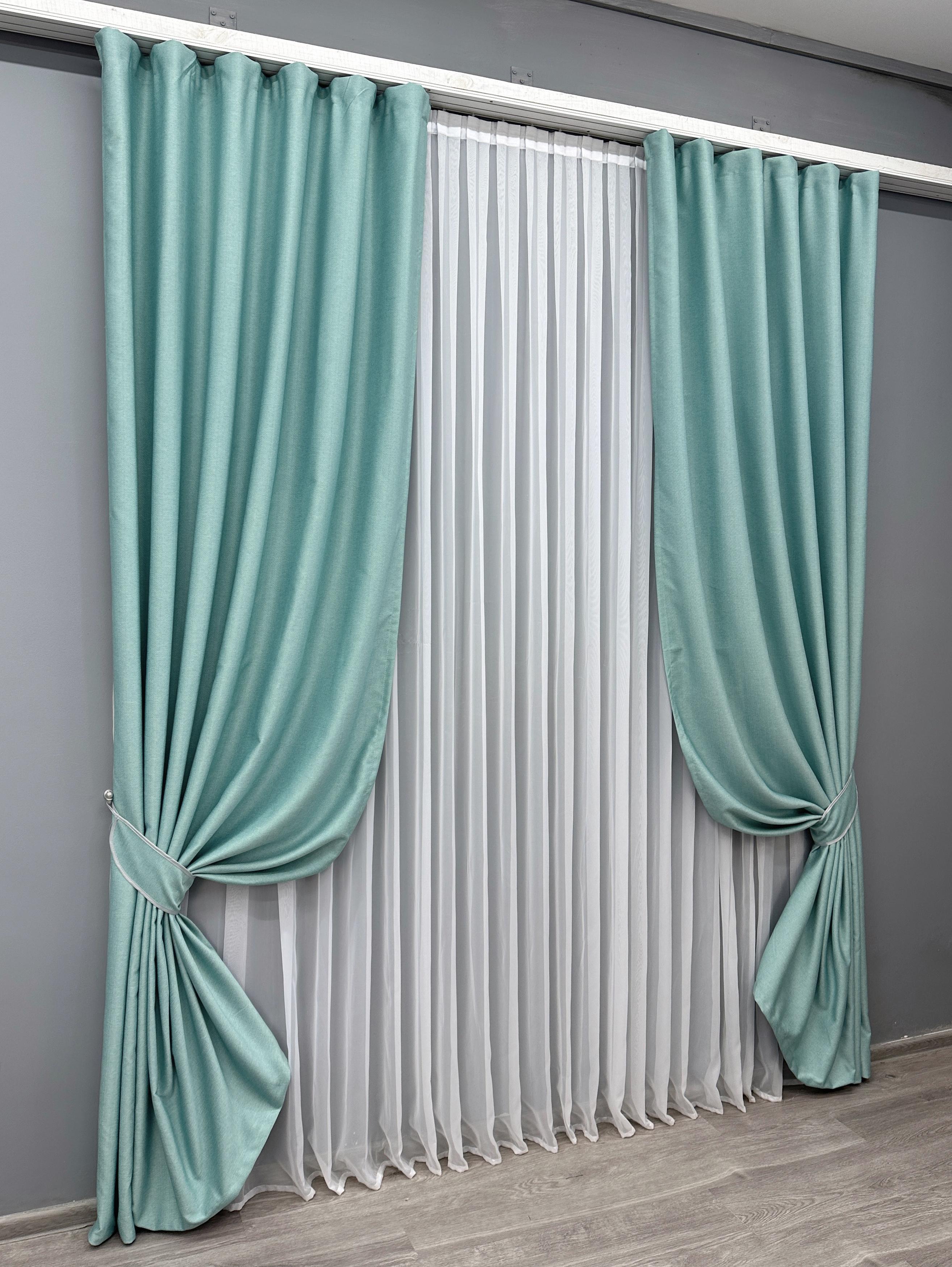 Комплект готових штор VR-Textil Шеніл однотонний №1697ш 150х270 см 2 шт. Світло-бірюзовий (33-0596) - фото 2 Комплект готових штор VR-Textil Шеніл однотонний №1697ш 150х270 см 2 шт. Світло-бірюзовий (33-0596) - фото 2