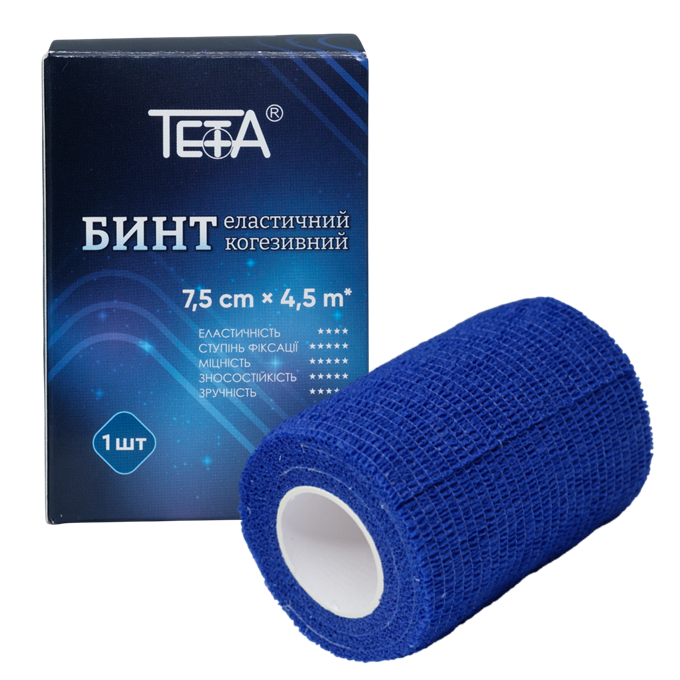 Бинт эластичный когезивный Тета 7,5 см х 4,5 м Синий (4820185416290)