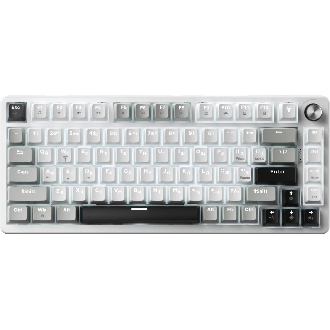 Клавиатура механическая игровая GamePro Genesis MK126 Silverlight 82 клавиши USB-C Red Switch Grey/White (34618391)