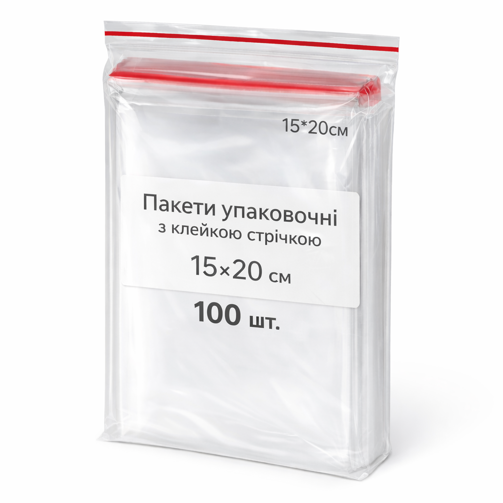 Полиэтиленовые пакеты БОПП с клеевым клапаном прозрачные 15х20 см 100 шт. (32180445)