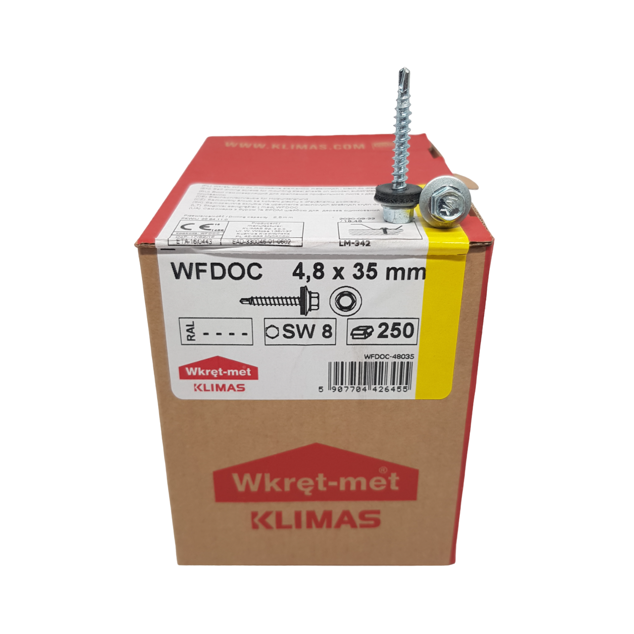 Саморез кровельный Wkret-Met WFD по дереву с шайбой EPDM 4,8х35 мм (RAL Zn)