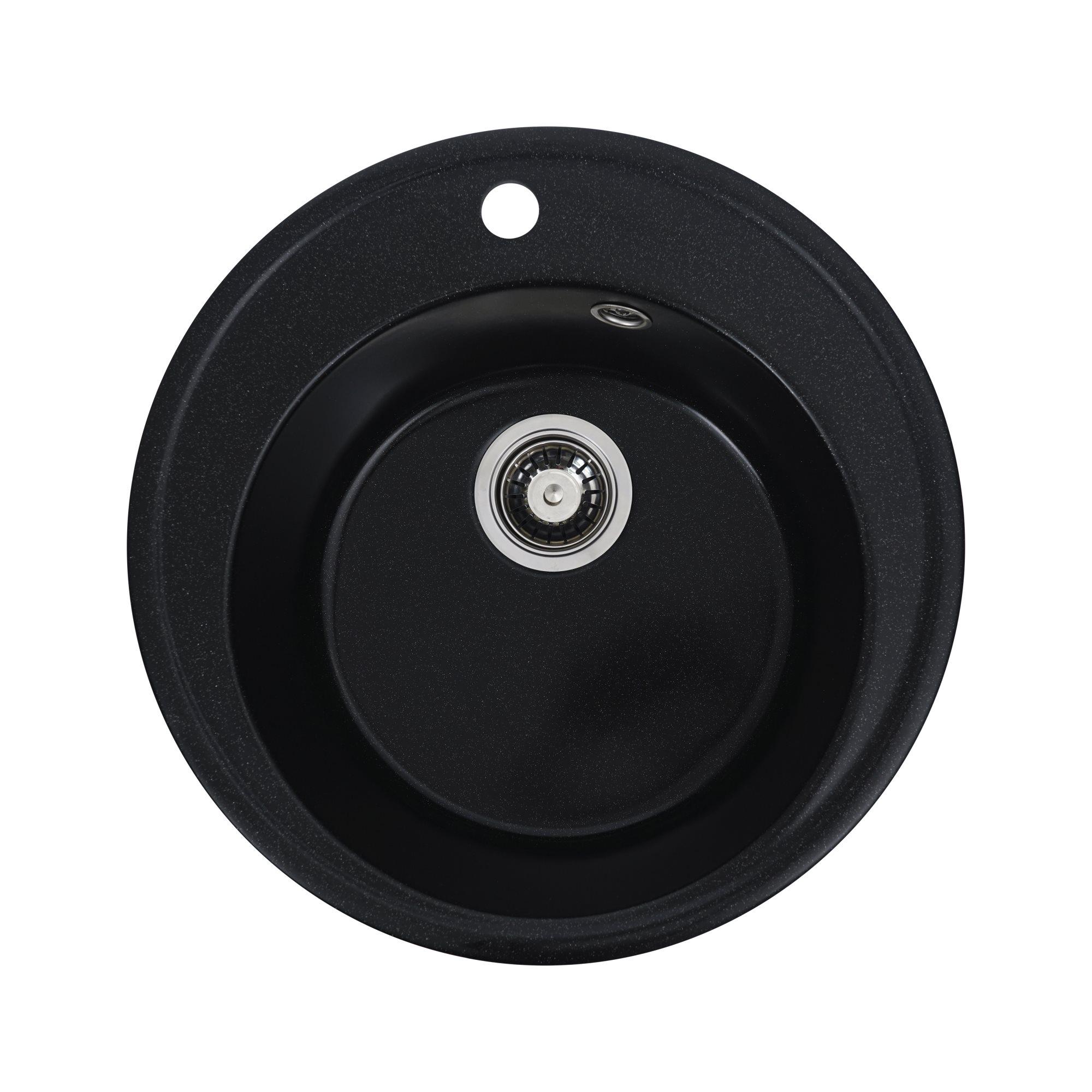 Мойка для кухни гранитная Platinum 510 YARA глянцевая Черный металлик