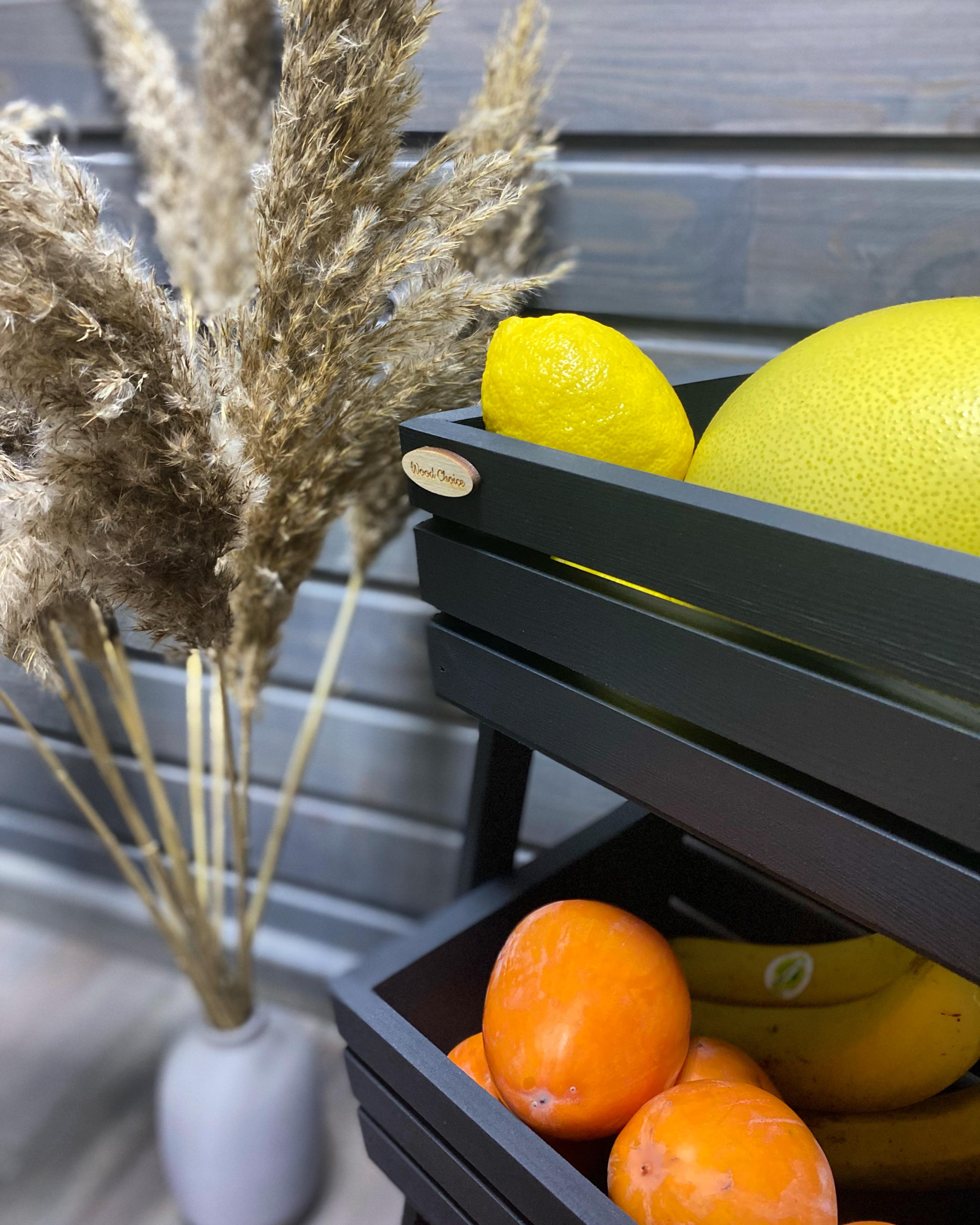 Ящик-фруктовниця дерев'яна 2 яруси Графіт (230) - фото 4 Ящик-фруктовниця дерев'яна 2 яруси Графіт (230) - фото 4