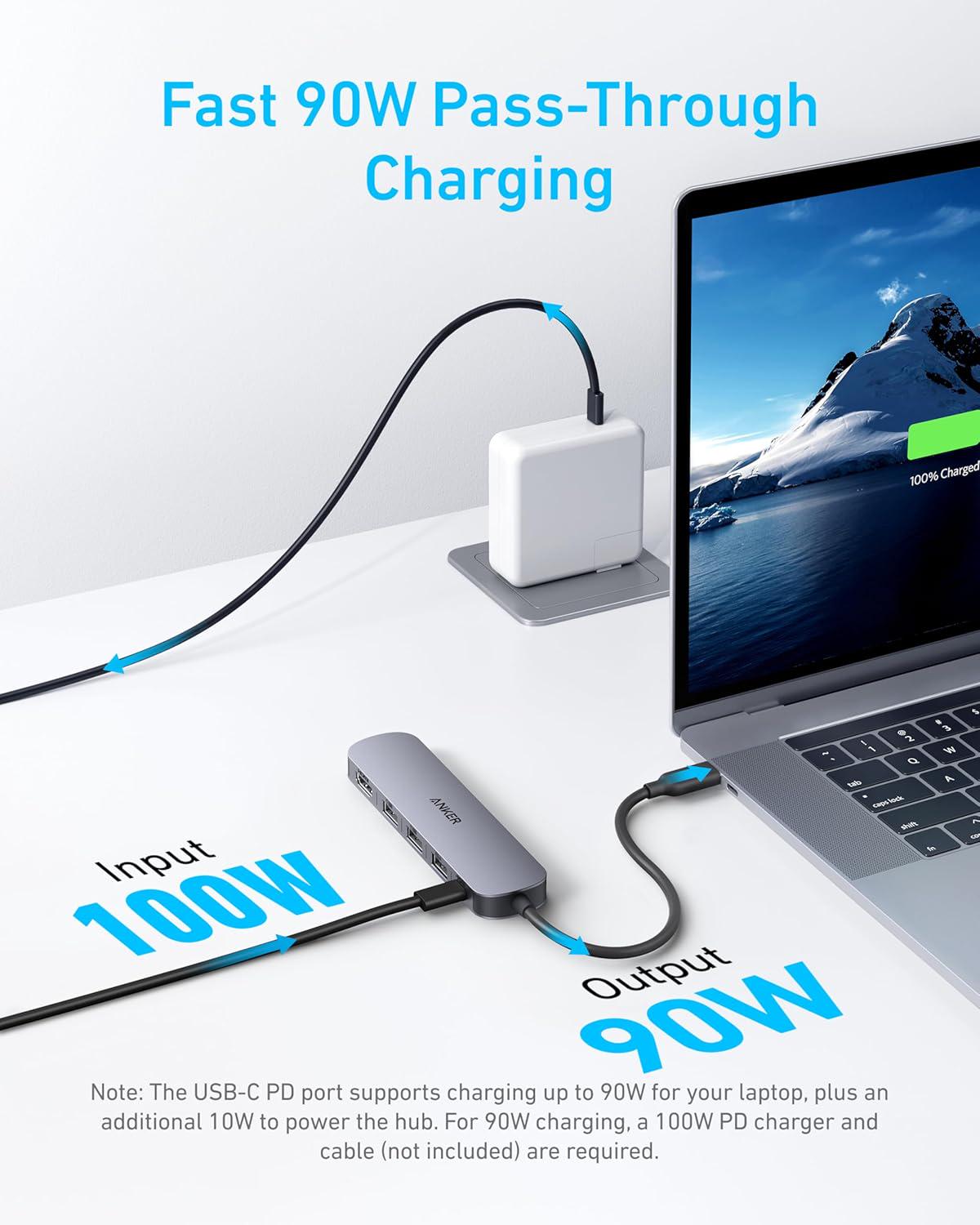 USB-хаб Anker USB-C Hub 5в1 USB Hub for Laptops 4K HDMI Multiport Adapter with 90W Max Power Delivery - фото 3 USB-хаб Anker USB-C Hub 5в1 USB Hub for Laptops 4K HDMI Multiport Adapter with 90W Max Power Delivery - фото 3