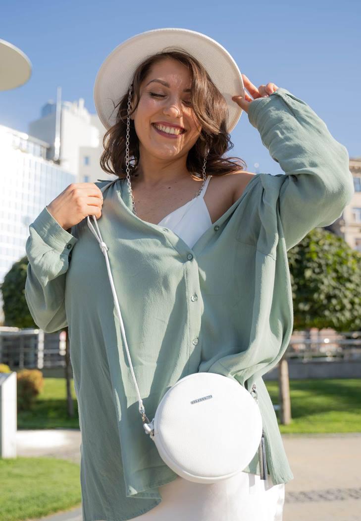 Жіноча сумка кругла шкіряна Tablet Білий (A-026774) Жіноча сумка кругла шкіряна Tablet Білий (A-026774)