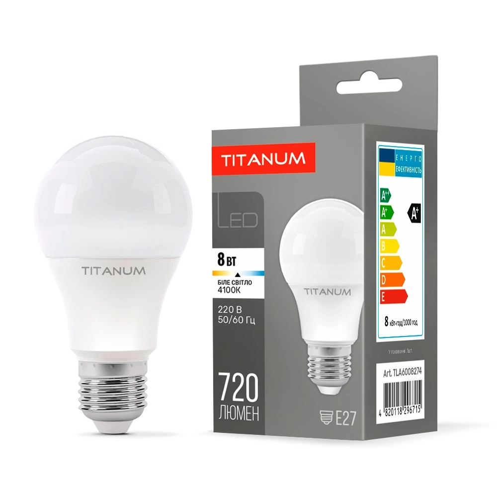 LED-лампа TITANUM A60 8W E27 4100K (TLA6008274)